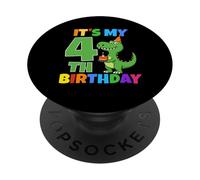 Dinosaure T-Rex 4 Ans Inscription It's My 4th Birthday Old Boy Funny PopSockets PopGrip Adhésif