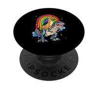 Dinosaure T Rex Arc-en-Ciel PopSockets PopGrip Adhésif