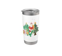Dinosaure T Rex Père Noël Garçons Hommes Filles Christmas Squad Gobelet isotherme en acier inoxydable double paroi