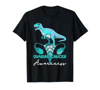 Dinosaure T-Rex Ruban de Sensibilisation au Cancer de l'ovaire Bleu Sarcelle T-Shirt