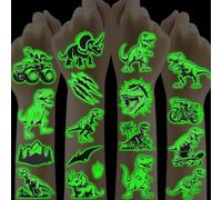 Dinosaure Tatouage Enfant,10 Feuilles Brillent Dans Le Noir Tatouage Ephemere pour 3 à 10 Ans,Faux Tatouage Enfant,Cadeau Anniversaire Enfants Invites décoration de fête Petit Cadeau Pinata