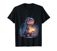 Dinosaure tient lanterne nature motif forêt art dinosaure T-Shirt