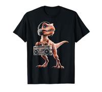Dinosaure tient radio musique graphique casque art dinosaure T-Shirt