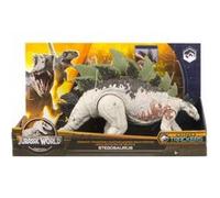 Dinosaure trackers : stegosaurus 35 cm - dino trackers articulé - jurassic world - set animaux préhistorique + 1 carte