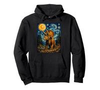 Dinosaure Tricératops Van Gogh Nuit étoilée Art préhistorique Sweat à Capuche