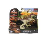 Dinosaure Velociraptor - Jurassic World - Dino Attaque Féroce 19 cm - Animaux Préhistorique Brun - Nouveauté
