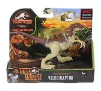 Dinosaure Velociraptor - Jurassic World - Dino Attaque Féroce 19 Cm - Animaux Préhistorique Brun - Nouveauté