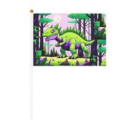 Dinosaure vert dix pièces imprimé double face drapeau à main 14 x 20,8 cm, adapté pour les activités d'équipe encourageant