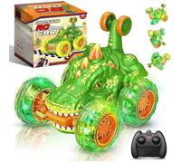 Dinosaure Voiture Télécommandée Enfant, 2.4GHz Cascades rotatives à 360 °avec lumières,Jouet de Voiture Pour Enfant 3 4 5 6-8 Ans