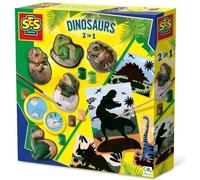 Dinosaures 2 en 1 - Moulage et peinture et scratch - Loisirs créatifs - SES CREATIVE - Mouler, peindre et scratcher des dinosaures.