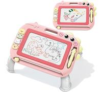 Dinosaures Ardoise Magique, Tableau Dessin Magnetique avec Pieds Ardoise de Gribouillage Effaçable Planche à Dessin Magnétique Tablette Dessins Enfant Jouet Éducatif pour Enfants Rose