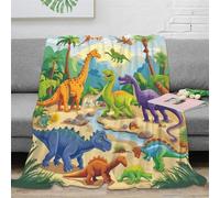 Dinosaures Couverture Imprimée Couverture 3D Flanelle Couverture De Lit en Peluche Chaud Doux Et Confortable Convient Adultes Et Enfants 50x60inch(127x152cm)