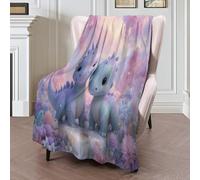 Dinosaures De La Forêt Sherpa Throw Blanket Couverture En Flanelle Animaux À L'Aquarelle Imprimée En 3D,Polaire Moelleuse Polairee Douce Et Chaude Pour Adolescents Et Adultes Bleu Poudre,150X200Cm