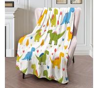 Dinosaures De La Forêt Sherpa Throw Blanket Couverture En Flanelle Animaux De Dessin Animé Imprimée En 3D,Polaire Moelleuse Polairee Douce Et Chaude Pour Adolescents Et Adultes Jaune-Vert,150X200Cm