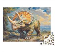 Dinosaures Puzzle 1000 Pièces Educa Jouet en Bois Cadeau Unique De l'art De La Décoration Tricératopes Jeu Éducatif Challenge Toy pour Adultes Et Enfants À Partir De 12 Ans 1000pcs (75x50cm)