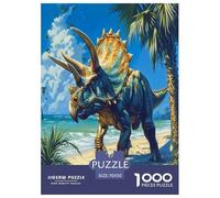 Dinosaures Puzzles 1000 Pièces Cadeau Unique Jeu Éduchatif Challenge Toy À De Qualité Supérieure Peinture Art pour Adultes Enfants 70x50cm/1000pcs