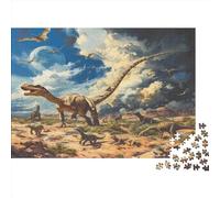 Dinosaures Puzzles 1000 Pieces Cadeau Unique Paysage préhistorique Défi Jouet À De Qualité Supérieure Peinture Art pour Adultes Et Enfants À Partir De 14 Ans 1000pcs (75x50cm)