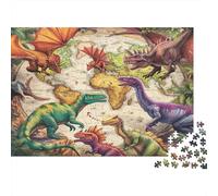Dinosaures vifs Puzzle 1000 Pièces en Carton De Qualité Supérieure, Grand Puzzle Plan dinosauresdéfi en Solitaire pour La Décoration Murale DIY, pour Les Femmes, Cadeaux pour Les Hommes 70x5