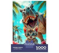dinosaureses 1000 Morceaux Papier Écologique Casse-tête Amateurs Plage T-Rex Puzzle Facile Nettoyer Niveau Difficulté Équilibré Loisirs À La Maison 38x26cm/1000pcs
