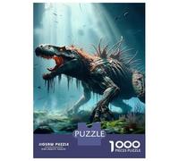dinosaureses 1000 Morceaux Papier Écologique Dino marécage Noir Casse-tête Amateurs Puzzle Entraînement Cérébral Niveau Difficulté Équilibré Divertissement 70x50cm/1000pcs