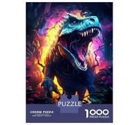 dinosaureses Puzzle À 1000 Morceaux Papier Épais Coloré Blast T-Rex Puzzle Familial Passionnés De Casse-tête Heures Divertissement Garanties Loisirs Maison 70x50cm/1000pcs