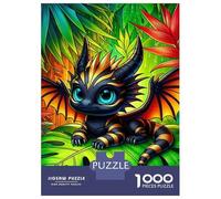 dinosaureses Puzzle À 1000 Morceaux Papier Épais Rainbow Dragon Jungle Puzzle Familial Passionnés Casse-tête Parents-Enfants Compatible Plateau Loisirs Maison 52x38cm/1000pcs