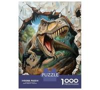 dinosaureses Puzzle À 1000 Morceaux Papier Épais T-Rex Mur de Rupture Puzzle Familial Passionnés De Casse-tête Activité Lien Familial Heures Divertissement Garanties 70x50cm/1000pcs