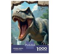dinosaureses Set De 1000 Pièces Papier Recyclé T-Rex Mur de Rupture Puzzle Adulte Facile À Ranger Casse-tête Engageant Heures Divertissement Activité Lien Familial 38x26cm/1000pcs