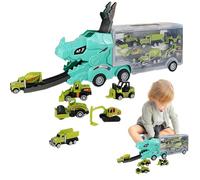 Dinosaurs Transport Car -car Transporter Avec 12 Véhicules Rétractables | Camion De Dinosaure | Van De Voitures Éducatives Avec Voie De Course D'éjection | Sentier De Course De Véhicules À Sous L