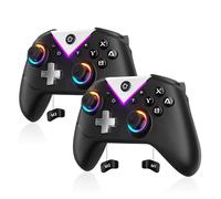 Dinosoo Manette sans fil RVB pour Nintendo Switch 2/1 Lite/OLED et PC, avec Bluetooth, Turbo, bouton arrière macro, axe gyroscopique, 4 moteurs de vibration et capture d'écran, compatible avec Steam