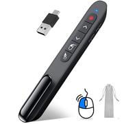 DINOSTRIKE Clicker de présentation USB-A et USB-C avec contrôle de la souris d'air, télécommande sans fil rechargeable, pointeur PPT RF 2,4 GZ, PowerPoint Clicker Slide Advancer pour Mac, ordinateur