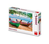 Dinotoys dino puzzel vissersboot aangemeerd op strand - 2000 stukjes