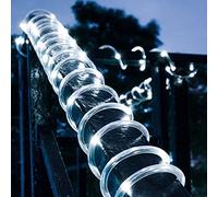 DINOWIN 39ft Solaire Ruban Lumineux 100 LED Guirlande lumineuse de Corde Imperméable Extérieur Tube Rope Guirlande Lumineuse pour Noël Jardin cour Chemin Clôture Arbre Backyard (blanc)