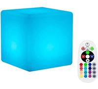 DINOWIN LED Cube Boules Lumineuse, étanche Éclairage d'Ambiance Lampe,Rechargeable 16RGB Couleurs Changeantes pour Décoration Cadeau Avec télécommande (15x15x15cm)