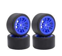 DINOWIN Lot de 4 pneus et jantes en caoutchouc pour voiture 1/24 Losi Micro-B et 1/28 Losi Micro-T WL-Toys 244016 Drift-RC Auto Pièces de rechange (Losi Micro-T bleu)