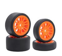 DINOWIN Lot de 4 pneus et jantes en caoutchouc pour voiture 1/24 Losi Micro-B et 1/28 Losi Micro-T WL-Toys 244016 Drift-RC Auto Pièces de rechange (Losi Micro-B Orange)