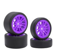 DINOWIN Lot de 4 pneus et jantes en caoutchouc pour voiture 1/24 Losi Micro-B et 1/28 Losi Micro-T WL-Toys 244016 Drift-RC Auto Pièces de rechange (Losi Micro-B violet)