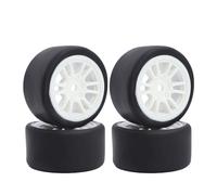 DINOWIN Lot de 4 pneus et jantes en caoutchouc pour voiture 1/24 Losi Micro-B et 1/28 Losi Micro-T WL-Toys 244016 Drift-RC Auto Pièces de rechange (Losi Micro-T blanc)
