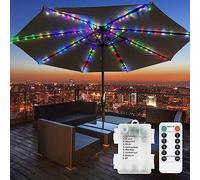 DINOWIN lumières pour parasol de jardin Batterie 104 LED Étanche Chaîne Lumineuse pour Parasol 8 Modes lumière parasol extérieur avec Télécommande pour jardin, camping (Multicolore)