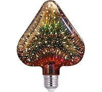 DINOWIN Rétro Edison Ampoule de 3D Feu d'artifice LED E27 4W Ampoule Décorative Classique, Ampoule en Verre Vintage Rainbow (Cœur)
