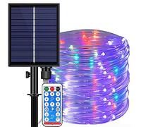 DINOWIN Ruban LED Lumières Solaire Extérieures 20M 200LED Tube lumineux avec 8 Modes Télécommande étanche Pipe Guirlande Lumineuse pour Maison Jardin Mariage Soirée Fête Nöel (Multicolore)