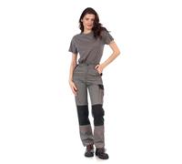 DINOZAVR Fortum Pantalon De Travail Femme Coupe Slim - Pantalon Cargo avec Ceinture Élastique, 2 Poches Avant Et Arrière, Poche À Outils, Renforts Aux Genoux Et Cordura, Poche Cargo - Gris 48