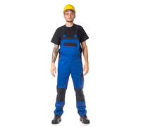 DINOZAVR Fortum Salopette De Travail Homme Avec Ceinture Élastique, Renforts CORDURA, 2 Poches Avant Et Poitrine, Poche Cargo, Renfort Genoux, Bretelles Élastiques, Salopette Homme Bleu roi 48