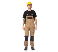 DINOZAVR Fortum Salopette De Travail Homme Avec Ceinture Élastique, Renforts CORDURA, 2 Poches Avant Et Poitrine, Poche Cargo, Renfort Genoux, Bretelles Élastiques, Salopette Homme Kaki 56