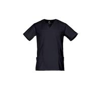 DINOZAVR Victor Blouse Medicale Homme Élasthanne Extensible V-Col Tenue Infirmiere Professionnelle avec Fentes Latérales Deux Poches Inférieures Manche Courte Noir S