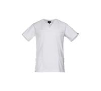 DINOZAVR Victor Blouse Medicale Homme Élasthanne Extensible V-Col Tenue Infirmiere Professionnelle avec Fentes Latérales Deux Poches Inférieures Manche Courte Blanc L