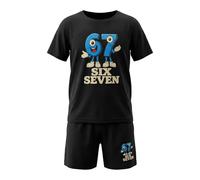 DINSAGE Ensemble 67 pour enfants (garçons et filles) - Tenue amusante inspirée du mème « 67 / Six Seven » : T-shirt + short - Ensemble d'été confortable