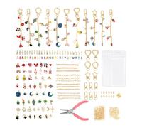 DINSAGE Kit de 352 pièces pour créer soi-même ses porte-clés, comprenant des breloques et des pendentifs. Kit de loisirs créatifs pour adultes.