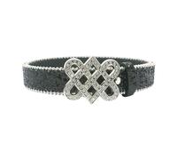 DINSOAVR Ceinture, ceinture complète à paillettes avec boucle en cuir synthétique pour fans de rock, résistante à l'usure, longueur réglable