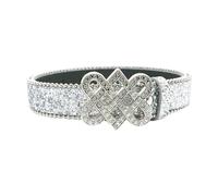 DINSOAVR Ceinture, ceinture complète à paillettes avec boucle en cuir synthétique pour fans de rock, résistante à l'usure, longueur réglable